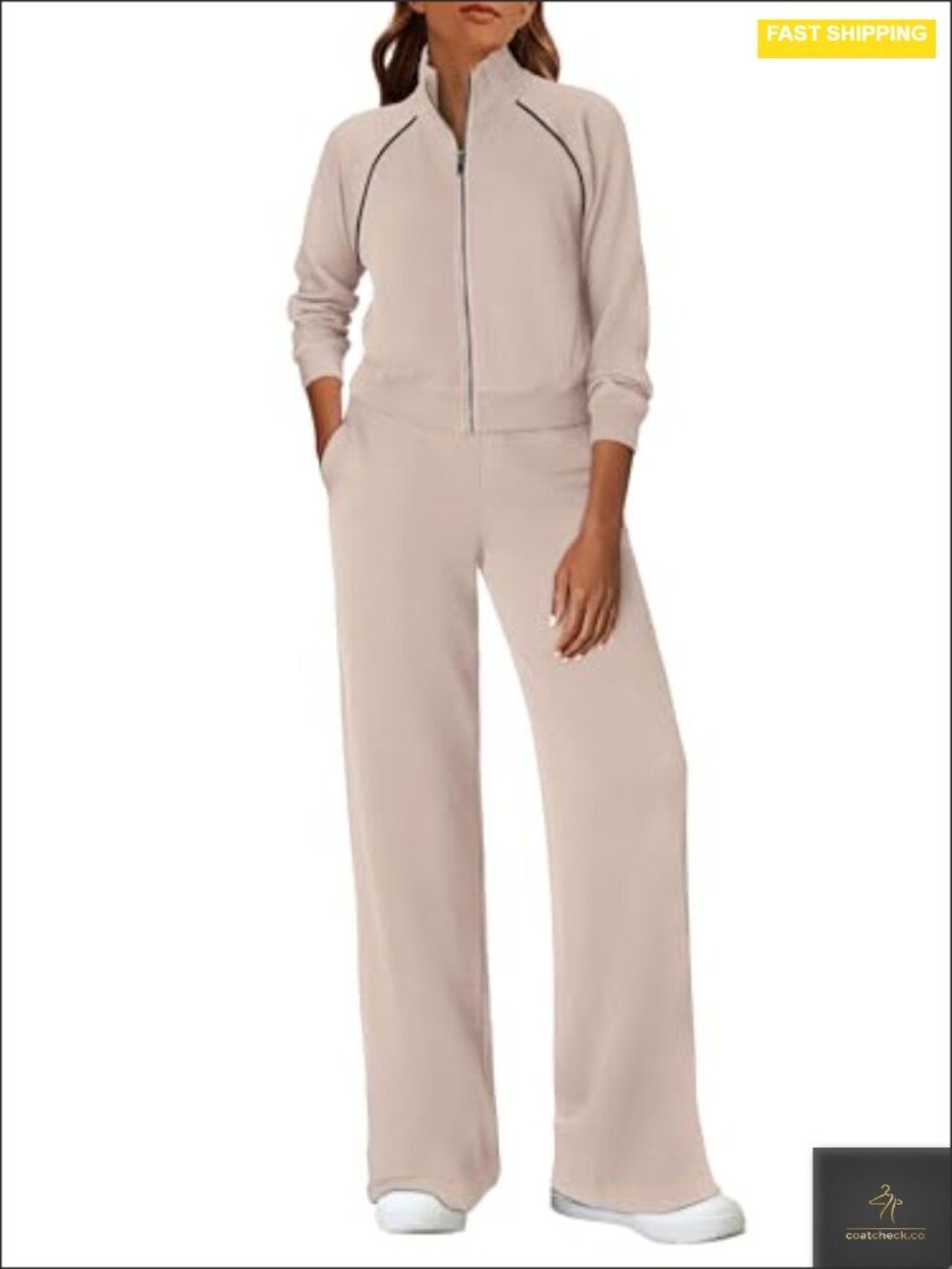2 Piece Lounge Set Sweatsuit Full Zip Hoodie Wide Leg Pants Jogger Set
